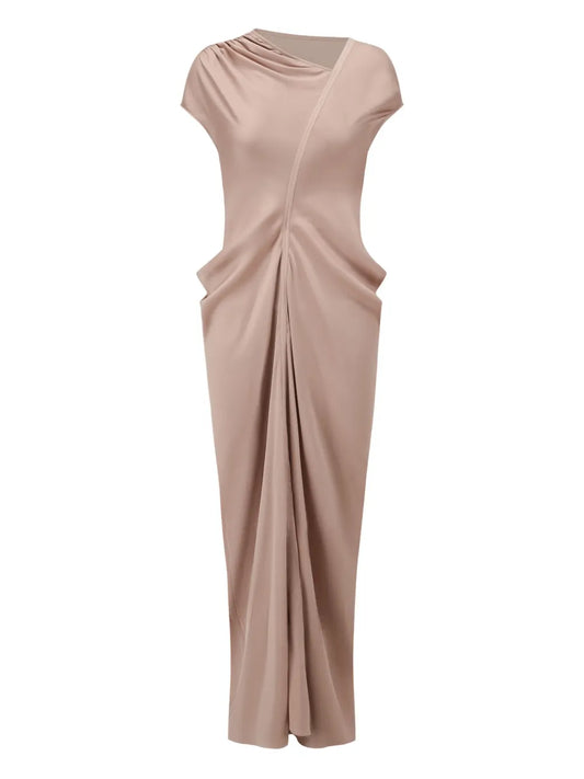 Asymmetric Draped Midi Dress