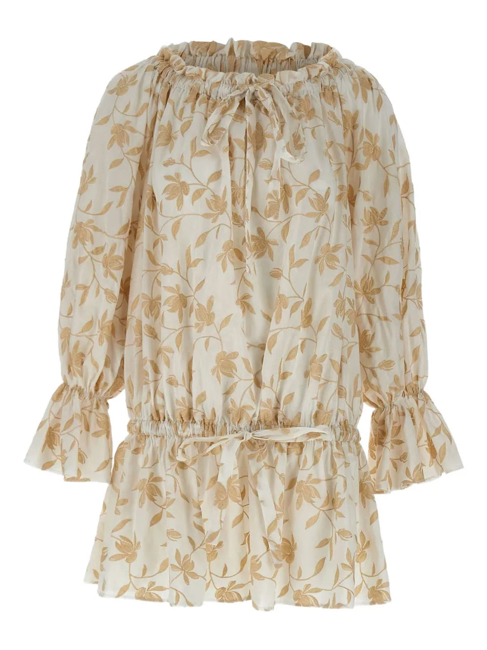 Floral-Embroidered Mini Dress
