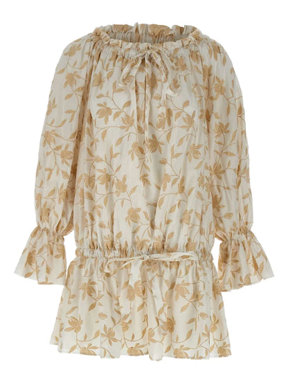 Floral-Embroidered Mini Dress