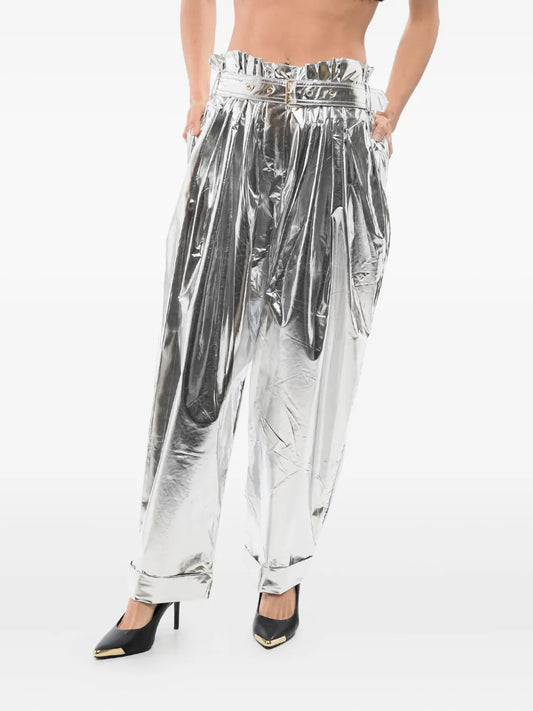 Pleated High-Waisted Tapered Trousers
