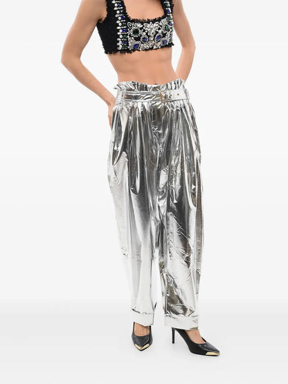 Pleated High-Waisted Tapered Trousers