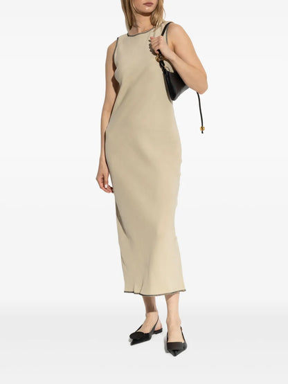 Contrast-Stitching Maxi Dress