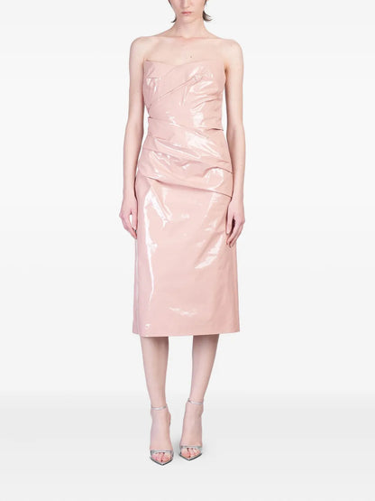 Draped Bustier Midi Dress