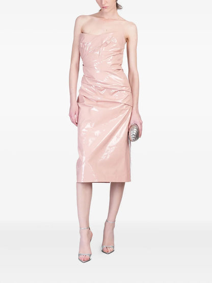 Draped Bustier Midi Dress