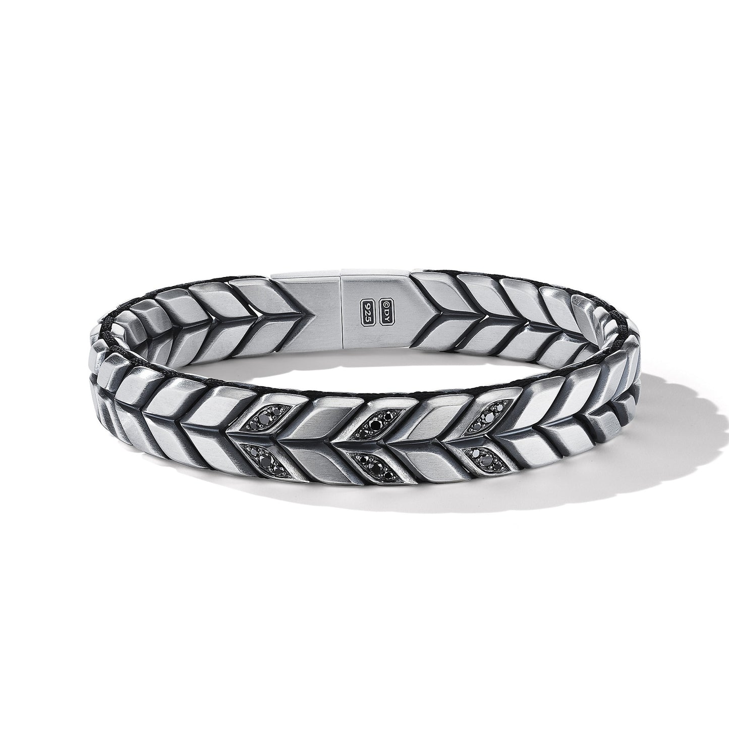 Chevron Woven Bracelet with Black Diamonds, 12mm