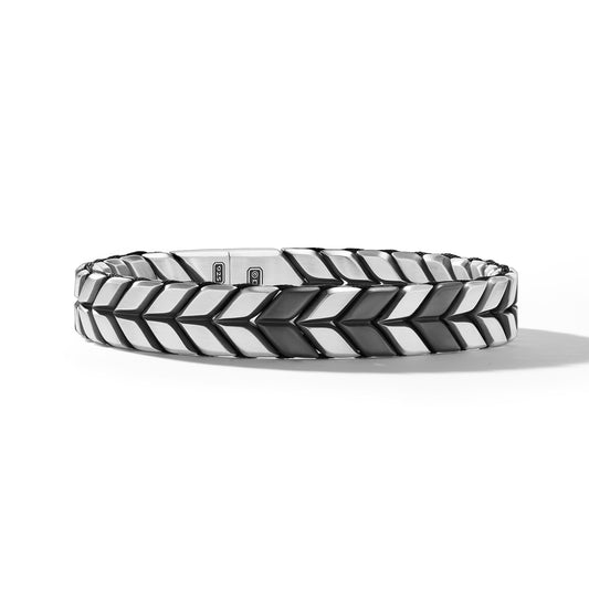 Chevron Woven Bracelet in Black Titanium, 12mm