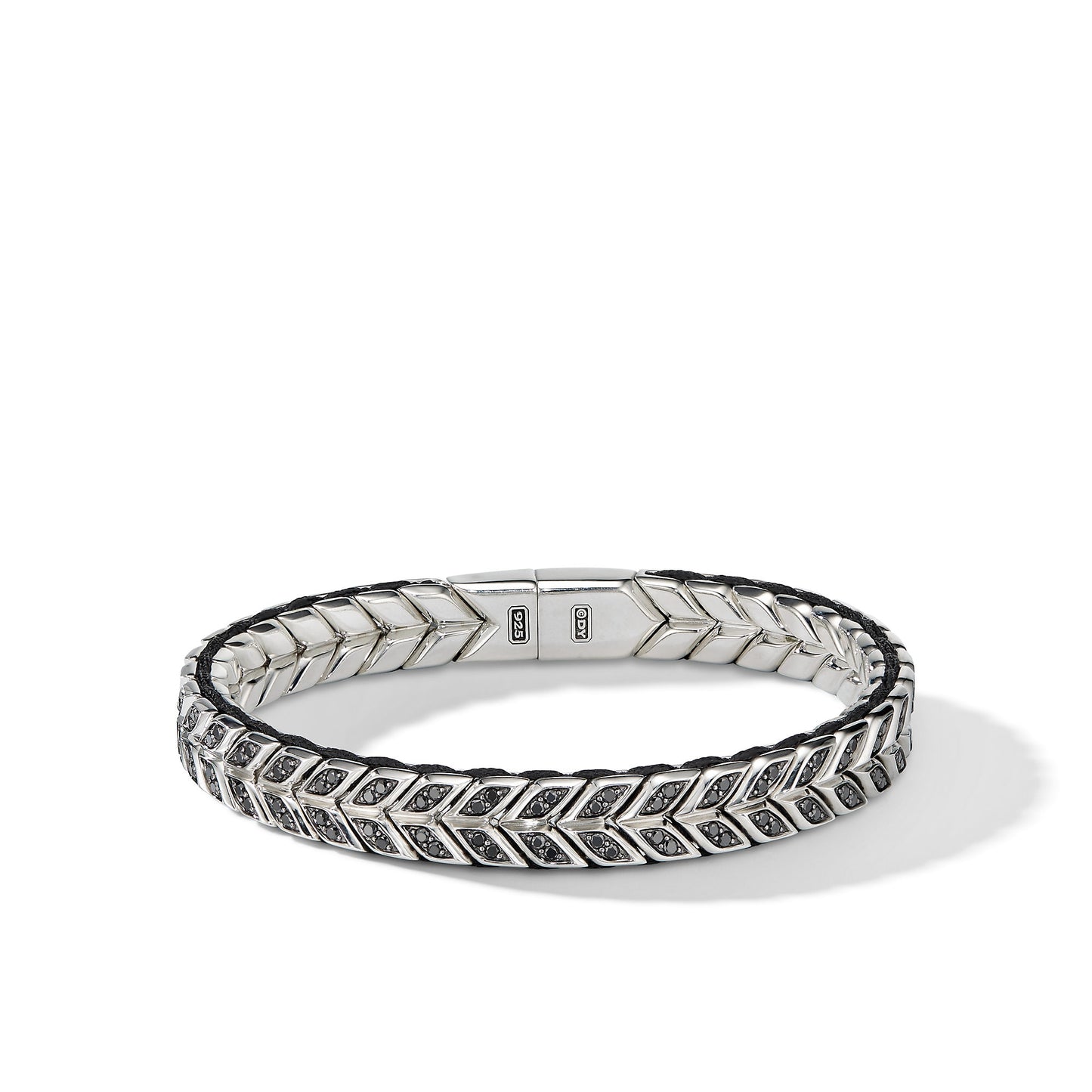 Chevron Woven Bracelet with Black Diamonds, 9mm