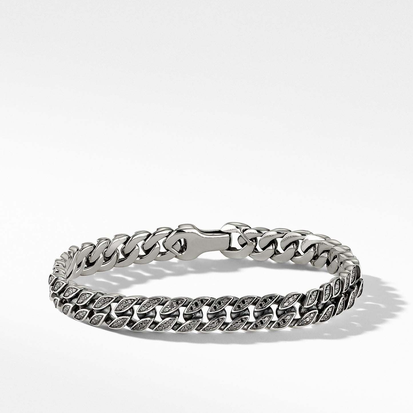 Curb Chain Bracelet with Black Diamonds, 8mm