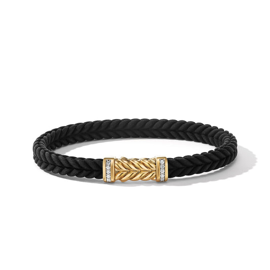 Chevron Bracelet with Yellow Gold and Diamonds, 6mm