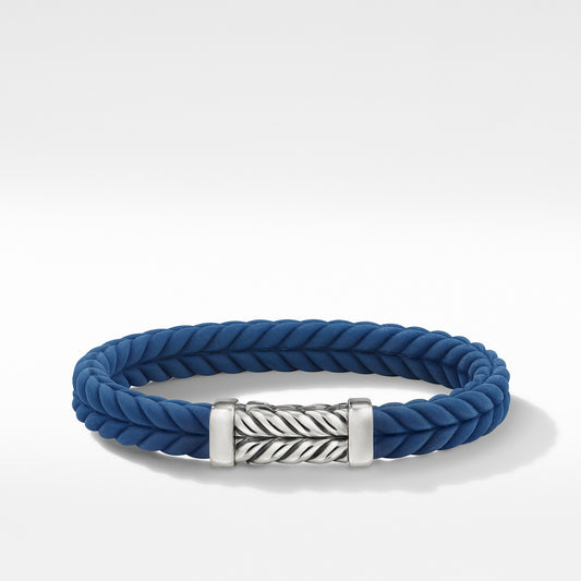 Chevron Bracelet in Blue Rubber, 9mm