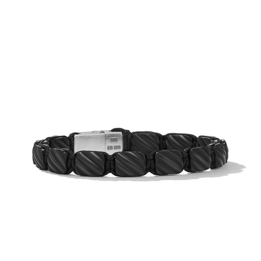 Sculpted Cable Woven Tile Bracelet in Black Titanium, 8.5mm