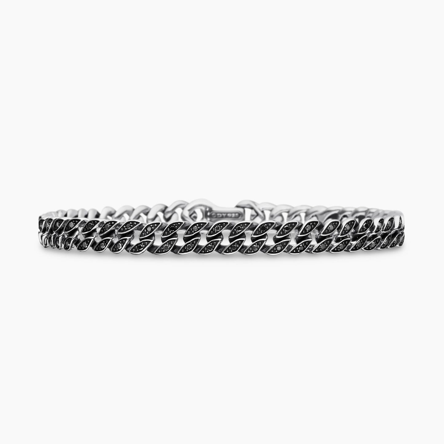 Curb Chain Bracelet with Black Diamonds, 6mm