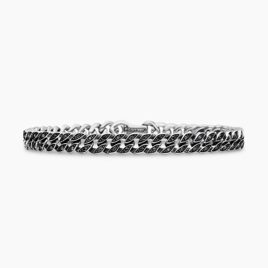 Curb Chain Bracelet with Black Diamonds, 6mm