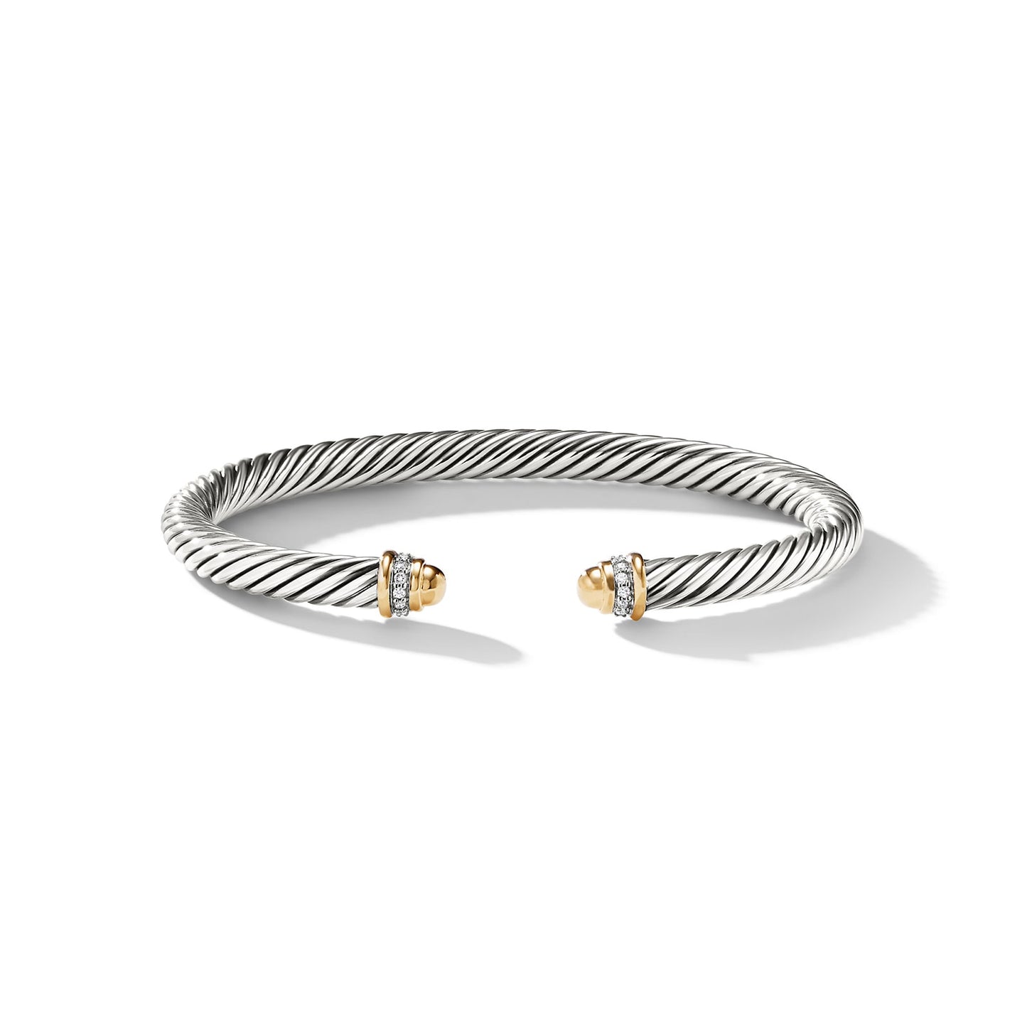 Cable Bracelet with Yellow Gold, Gold Domes and Diamonds, 5mm