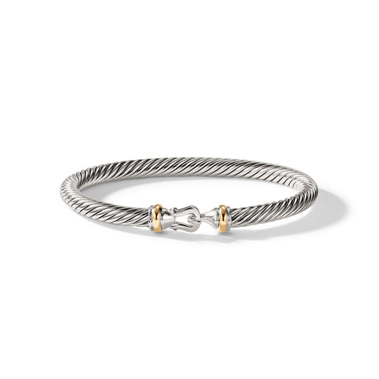 Buckle Cable Bracelet with Yellow Gold, 5mm