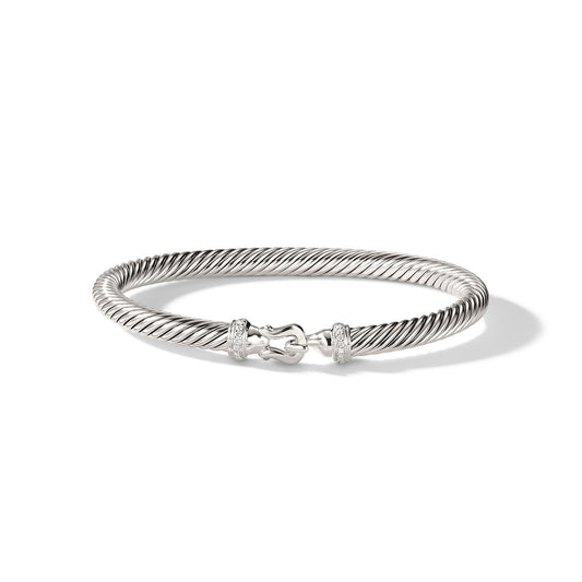 Buckle Cable Bracelet with Diamonds, 5mm