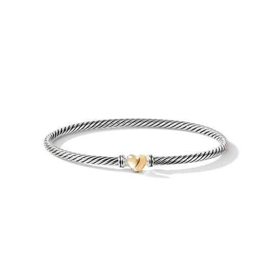 Cable Collectibles® Heart Bracelet with Yellow Gold, 3mm