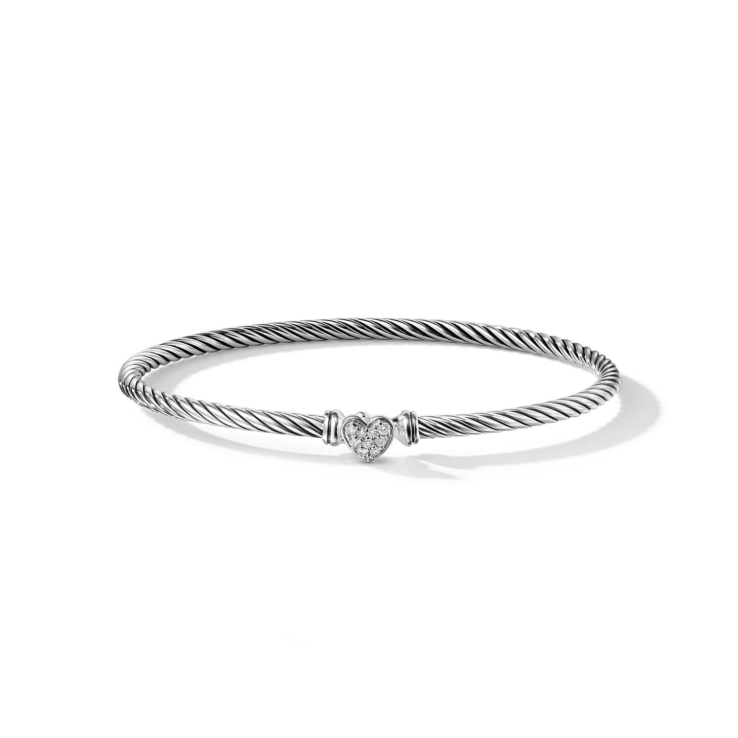 Cable Collectibles® Heart Bracelet with Pavé Diamonds, 3mm