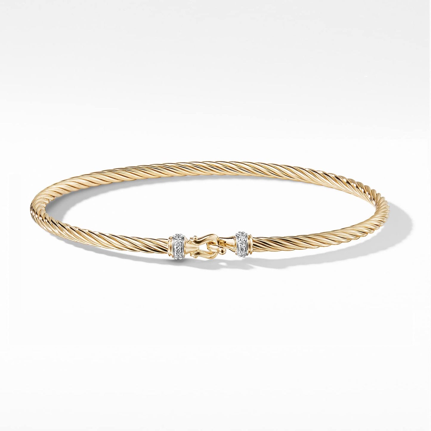 Buckle Cable Bracelet in Yellow Gold with Diamonds, 2.6mm