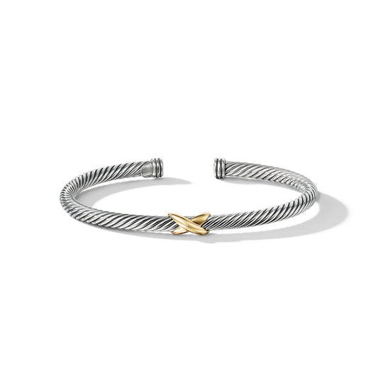 X Cable Station Bracelet with Yellow Gold, 4mm