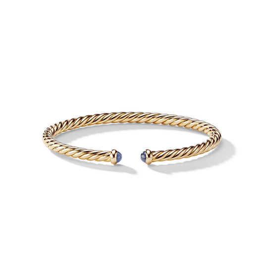 Cable Flex Bracelet in Yellow Gold with Blue Sapphires, 4mm