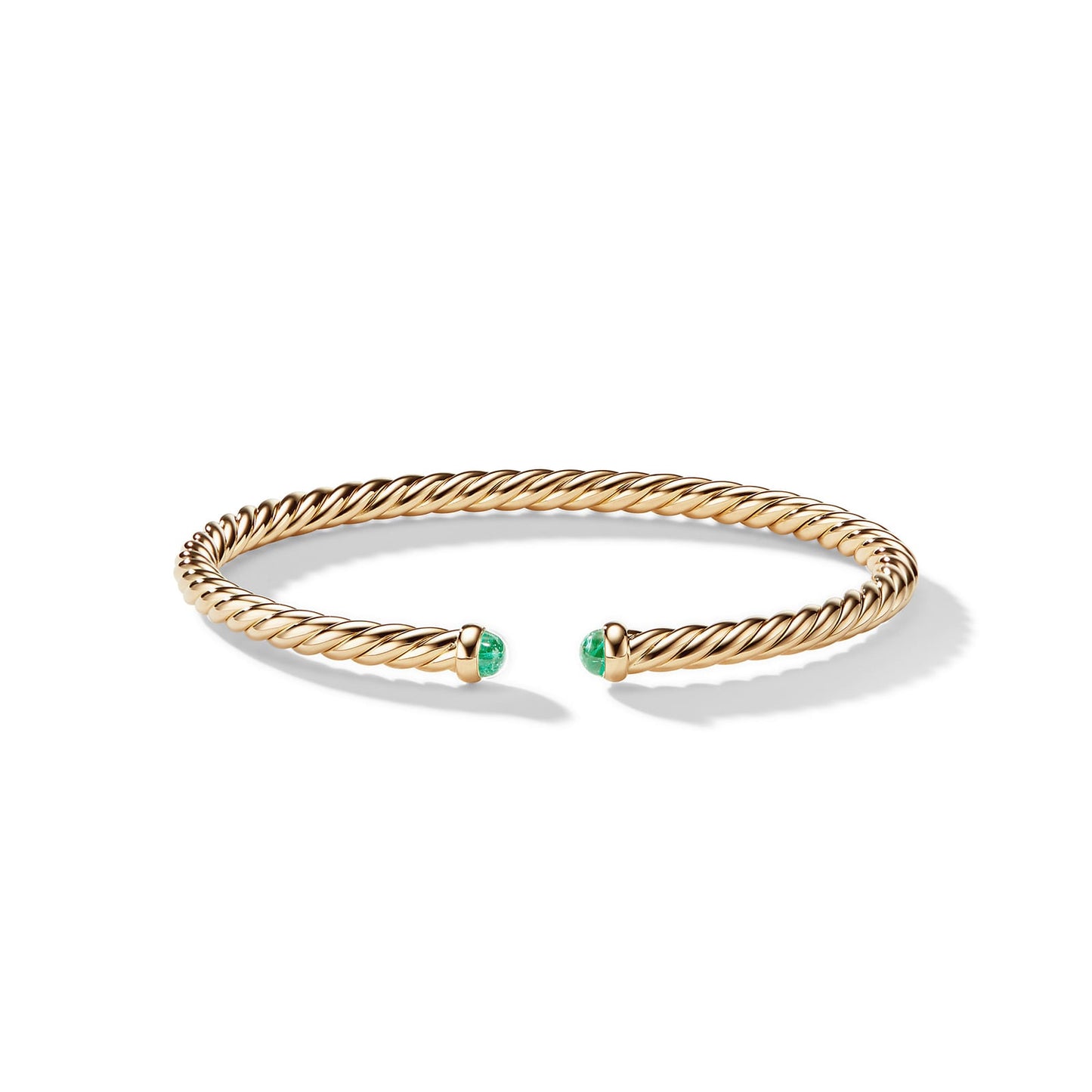 Cable Flex Bracelet in Yellow Gold with Emeralds, 4mm