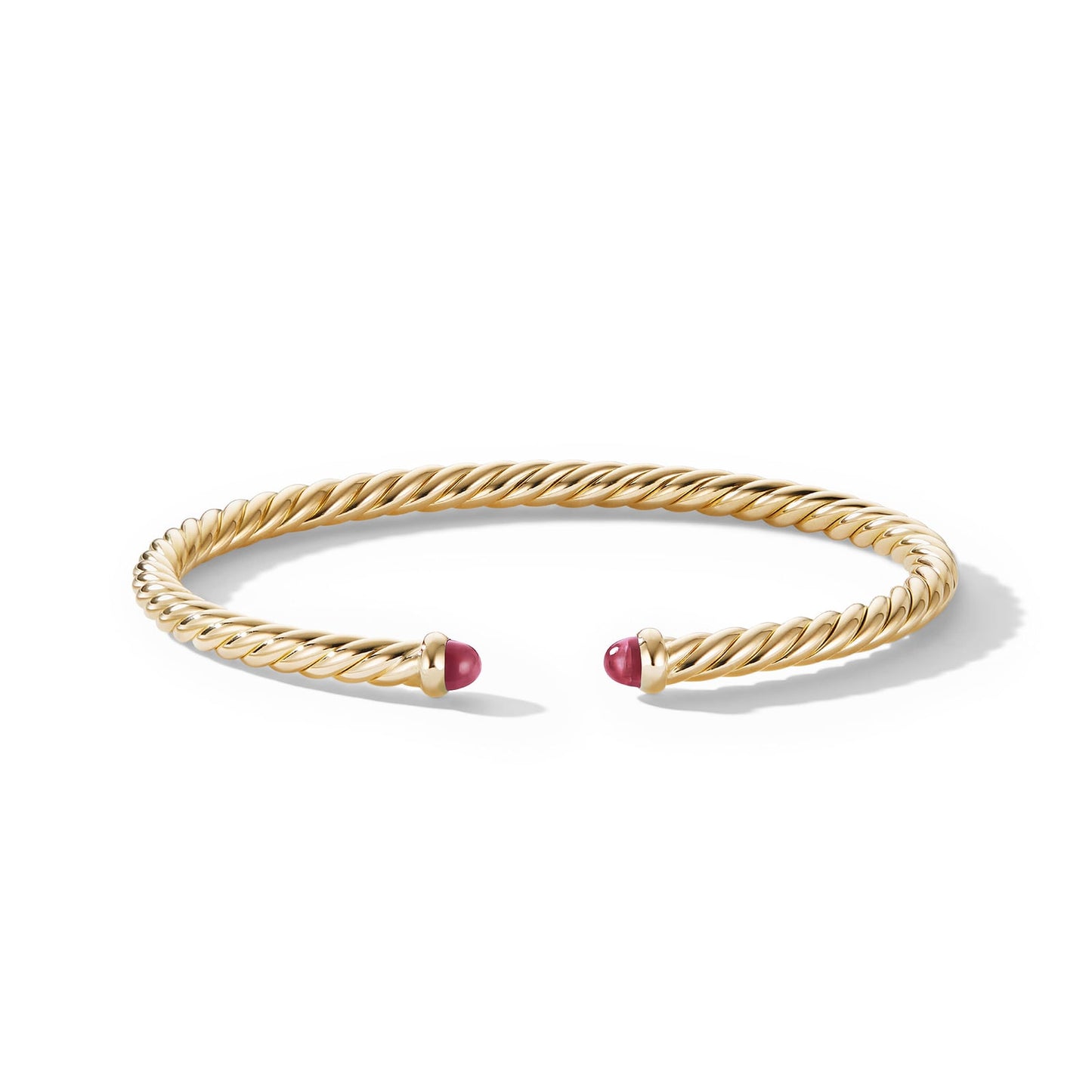 Cable Flex Bracelet in Yellow Gold with Rubies, 4mm