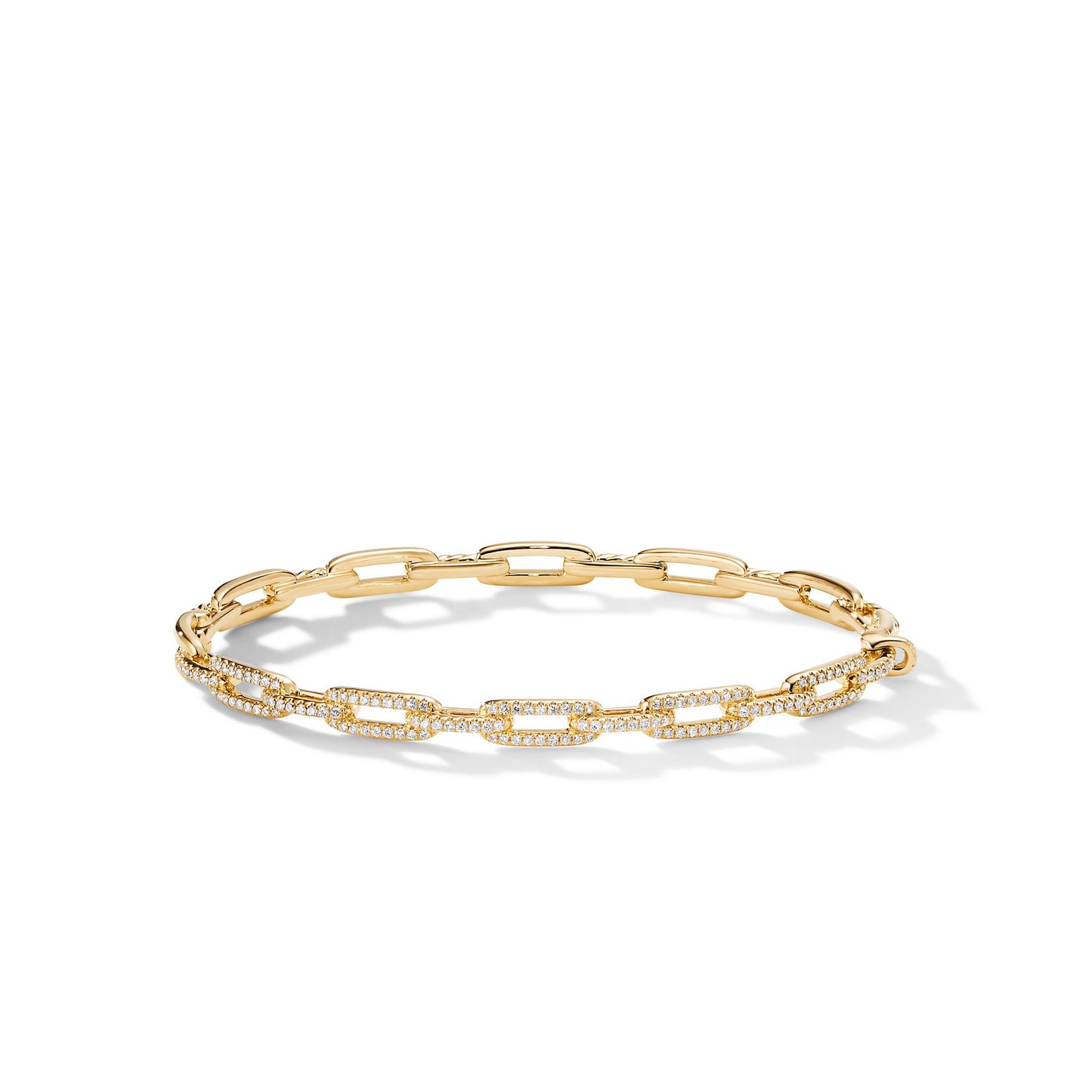 Stax Chain Link Bracelet in Yellow Gold with Diamonds, 4mm