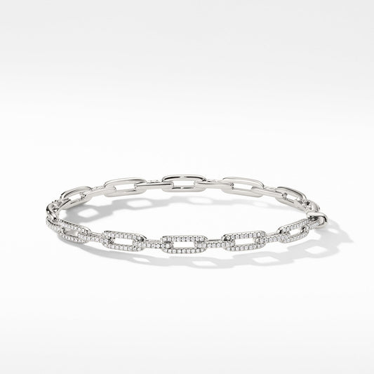 Stax Chain Link Bracelet in White Gold with Diamonds, 4mm