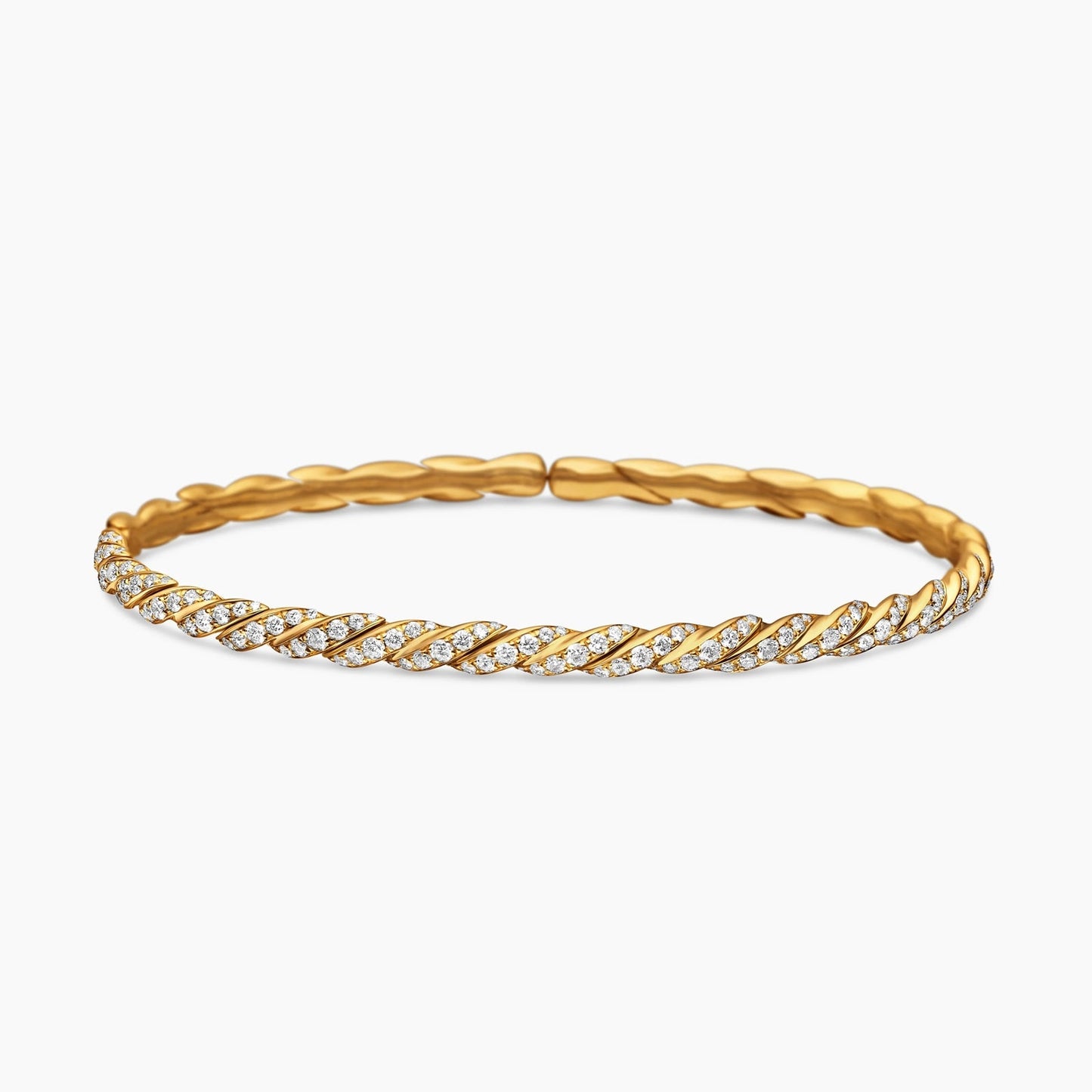 Sculpted Cable Flex Bracelet in Yellow Gold with Diamonds, 3.5mm