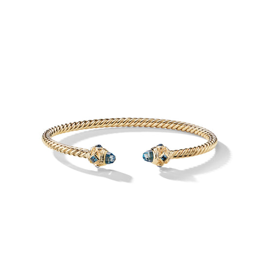 Renaissance® Cablespira Bracelet in Yellow Gold with Hampton Blue Topaz, 3.5mm