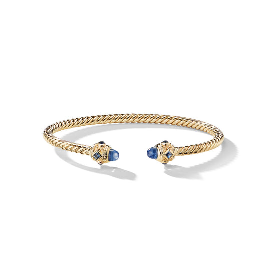 Renaissance® Cablespira Bracelet in Yellow Gold with Blue Sapphires, 3.5mm