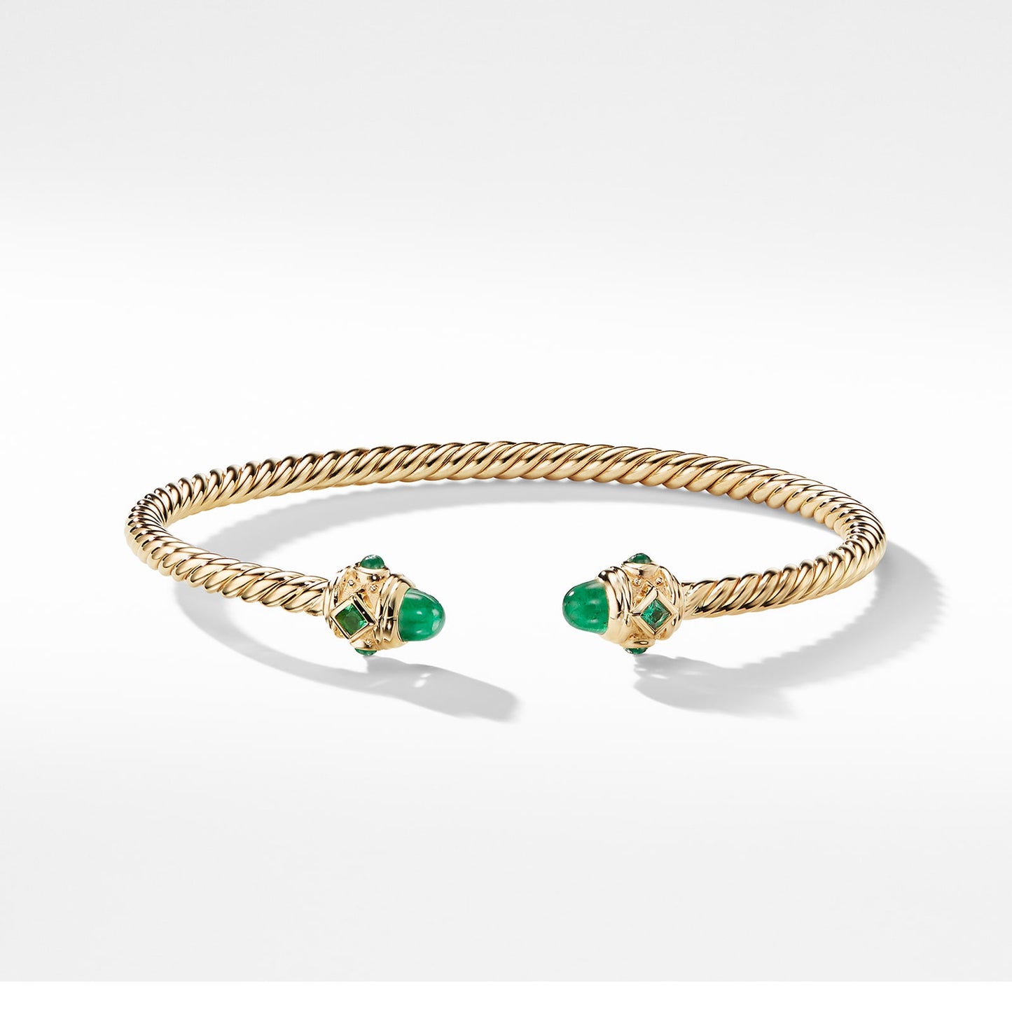 Renaissance® Cablespira Bracelet in Yellow Gold with Emeralds, 3.5mm