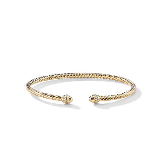 Cablespira® Bracelet in Yellow Gold with Diamonds, 3mm