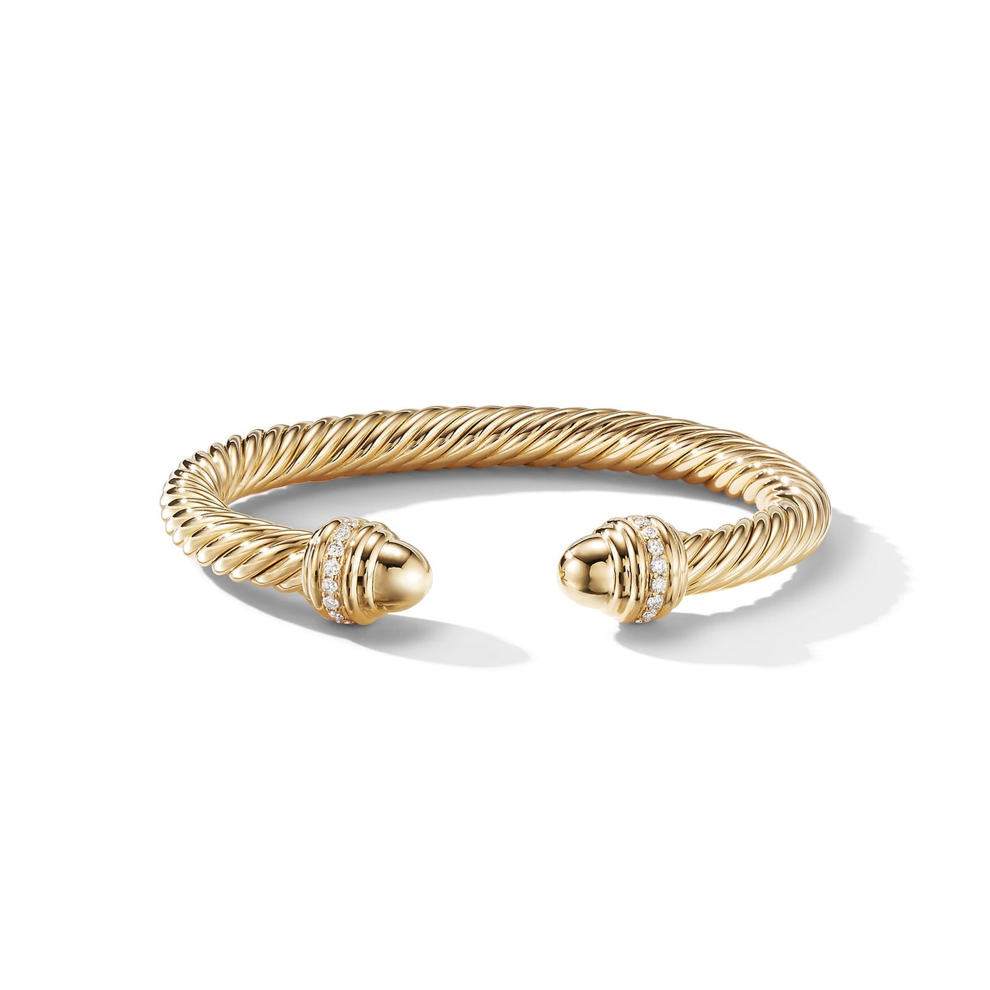 Cablespira® Bracelet in Yellow Gold with Gold Domes and Diamonds, 7mm