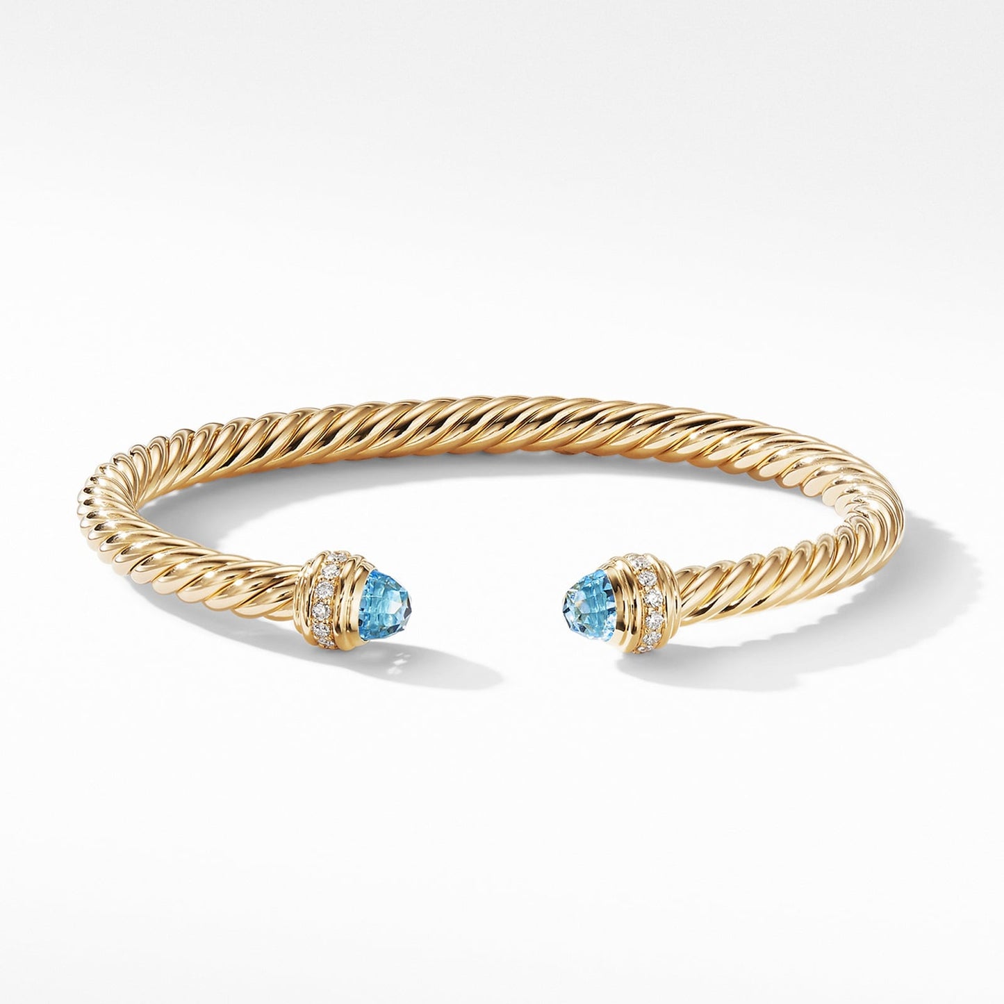 Cablespira® Bracelet in Yellow Gold with Blue Topaz and Diamonds, 5mm