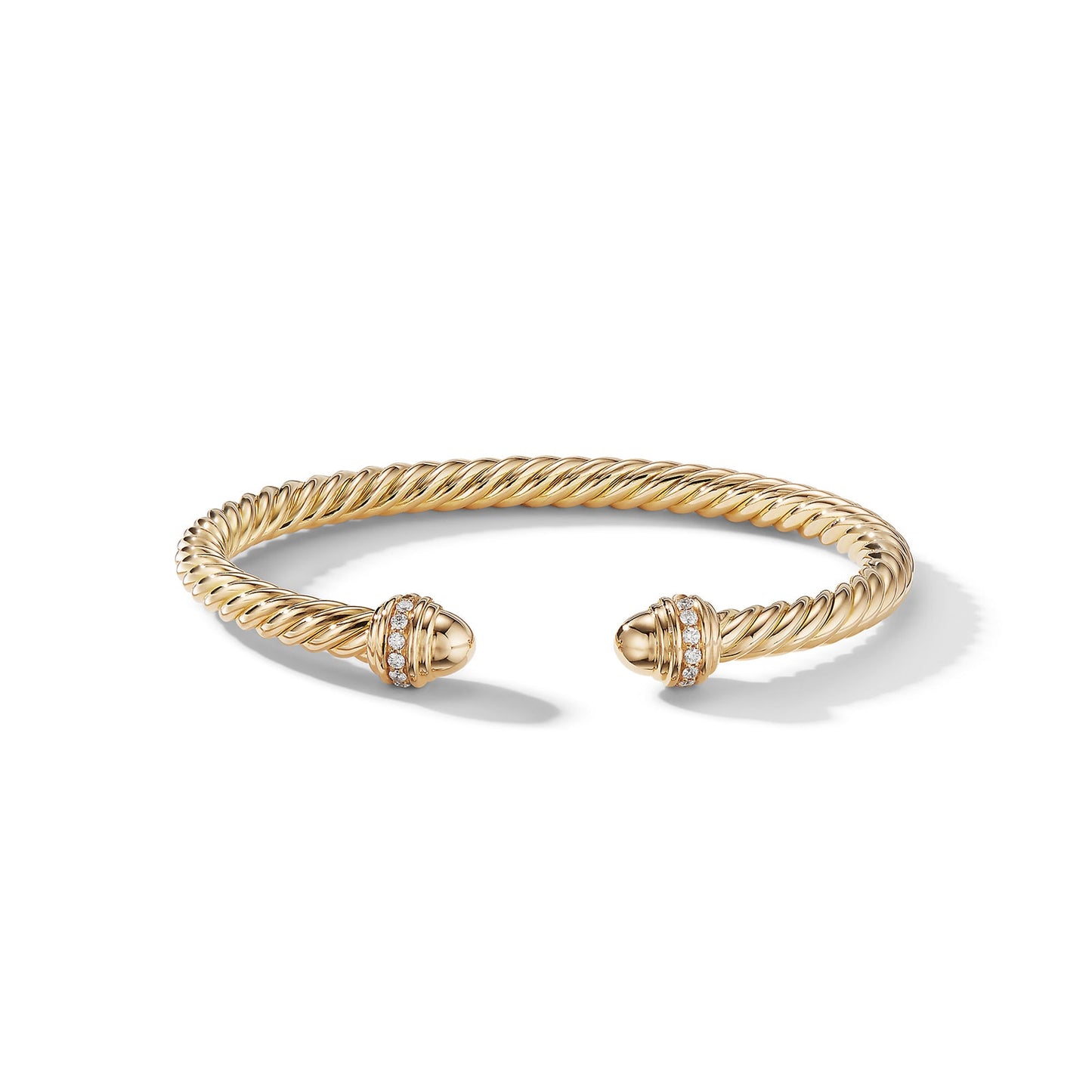 Cablespira® Bracelet in Yellow Gold with Gold Domes and Diamonds, 5mm