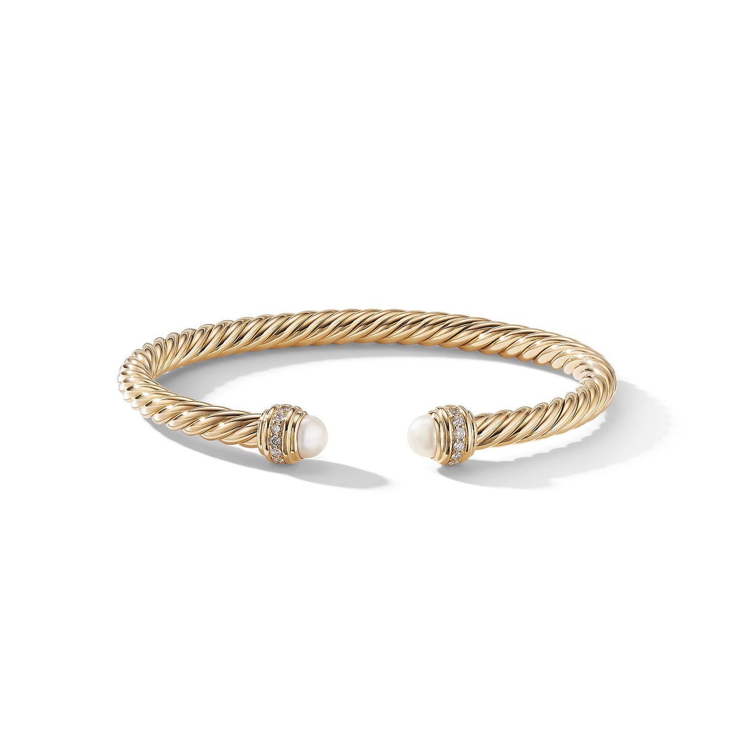 Cablespira® Bracelet in Yellow Gold with Pearls and Diamonds, 5mm