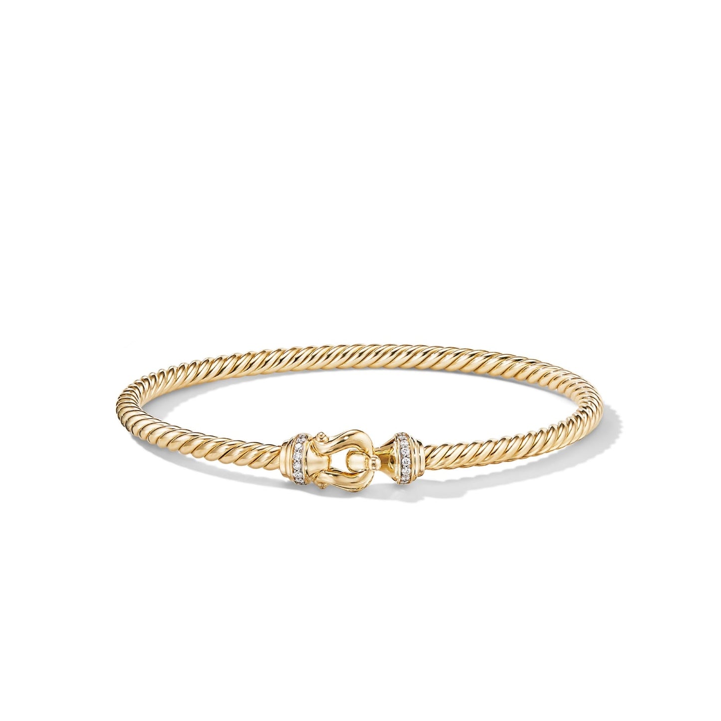 Buckle Cablespira® Bracelet in Yellow Gold with Diamonds, 3.5mm