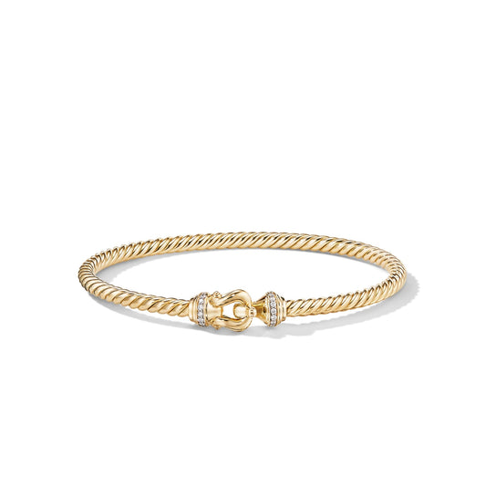 Buckle Cablespira® Bracelet in Yellow Gold with Diamonds, 3.5mm