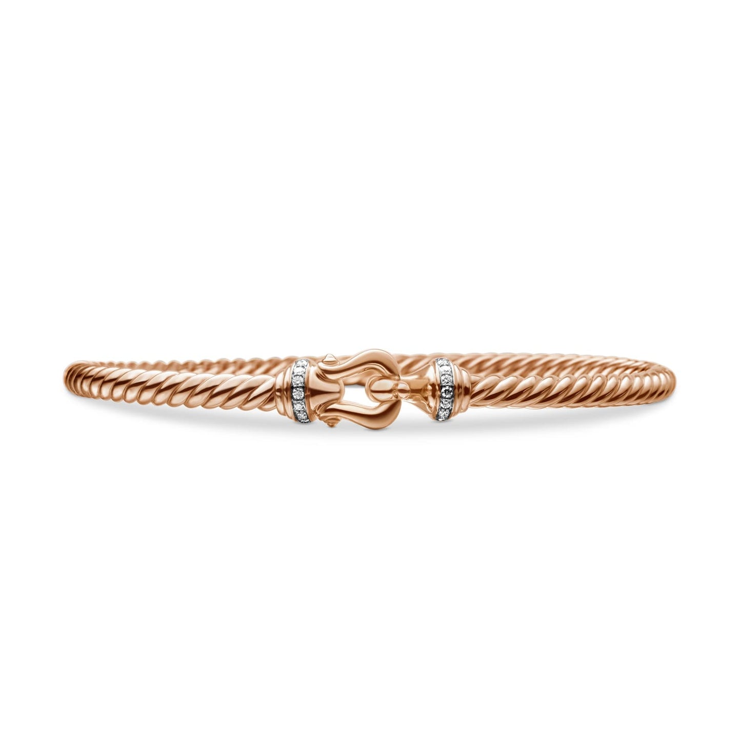 Buckle Cablespira® Bracelet in Rose Gold with Diamonds, 3.5mm