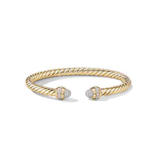 Cablespira® Bracelet in Yellow Gold with Diamonds, 5mm