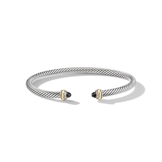 Cable Bracelet with Yellow Gold and Black Onyx, 4mm