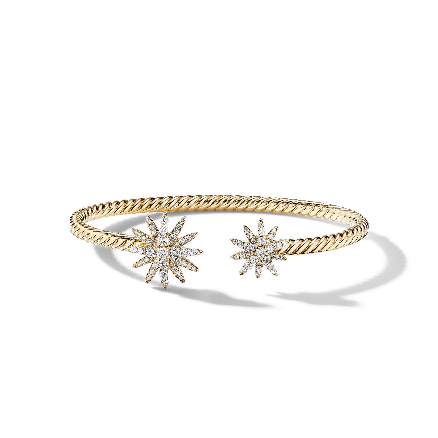 Starburst Cable Bracelet in Yellow Gold with Diamonds, 3.5mm