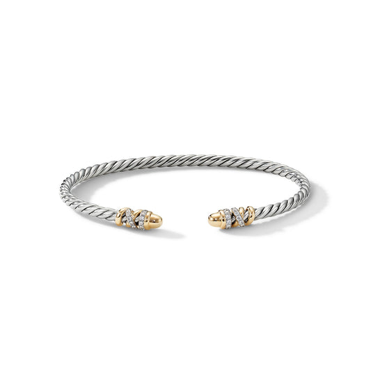 Helena Cable Bracelet with Yellow Gold, Gold Domes and Diamonds, 3mm