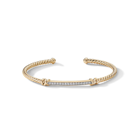 Helena Cablespira® Station Bracelet in Yellow Gold with Diamonds, 3mm