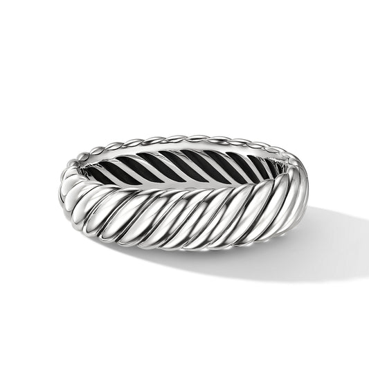 Sculpted Cable Bracelet in Sterling Silver, 17mm