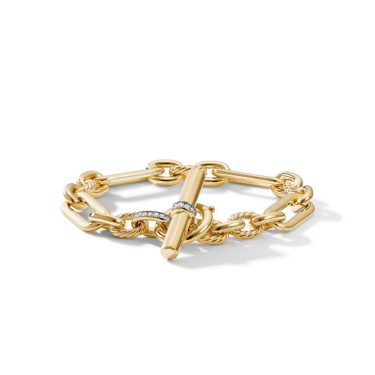 Lexington Chain Bracelet in Yellow Gold with Diamonds, 9.8mm