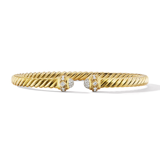 Renaissance® Oval Cablespira Bracelet in Yellow Gold with Diamonds, 4.5mm