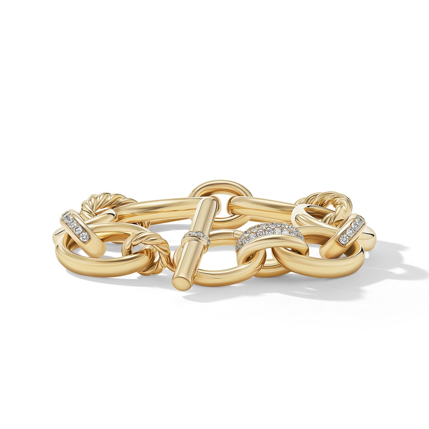 Mercer™ Chain Bracelet in Yellow Gold with Diamonds, 25mm